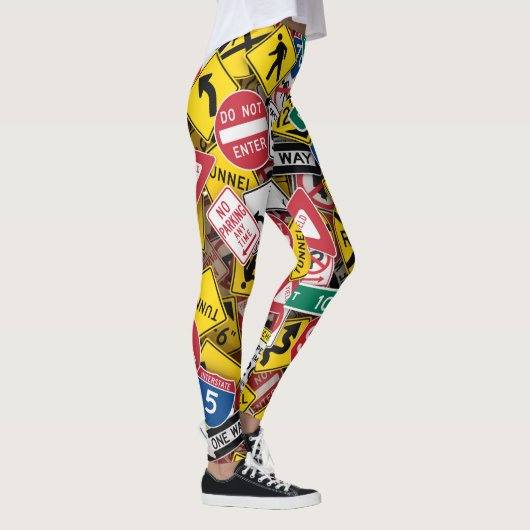 Rijinstructeur Fun Road Sign Collage Leggings (Rechts)