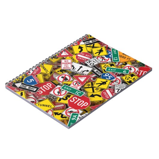 Rijinstructeur Fun Road Sign Collage Notitieboek (Linkerzijde)