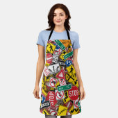 Rijinstructeur Fun Road Sign Collage Schort (Gedragen)