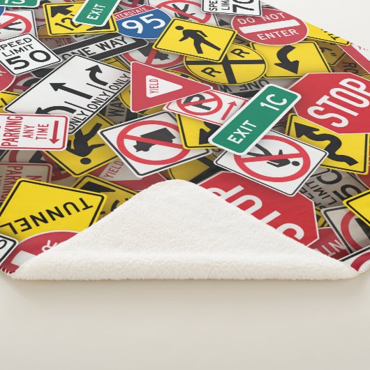 Rijinstructeur Fun Road Sign Collage Sherpa Deken (3/4)