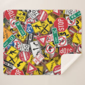 Rijinstructeur Fun Road Sign Collage Sherpa Deken (Voorkant (horizontaal))
