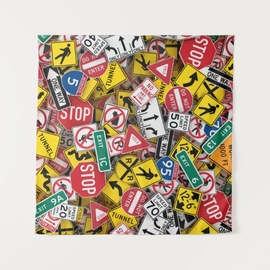 Rijinstructeur Fun Road Sign Collage Wandkleed (Voorkant (horizontaal))