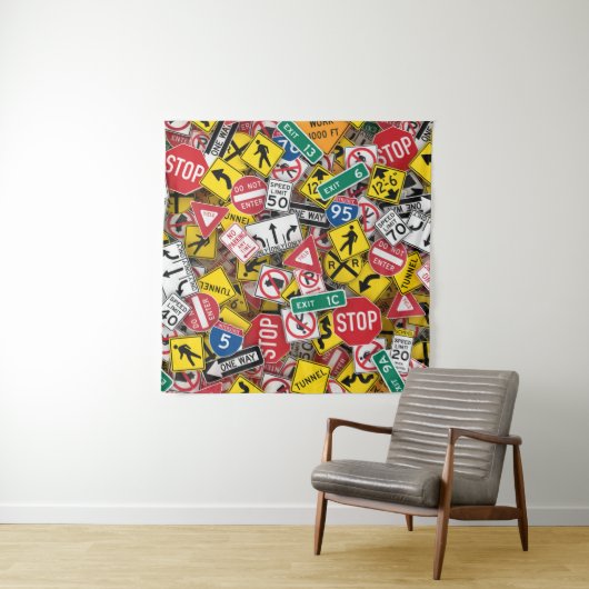 Rijinstructeur Fun Road Sign Collage Wandkleed (In situ)