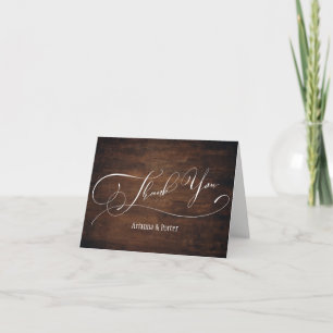 Rijk bruin hout Moderne elegante typografie Bedankkaart