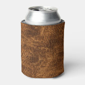 Rijk donkerbruin leer blikjeskoeler (Blikje Voorkant)