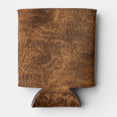 Rijk donkerbruin leer blikjeskoeler (Voorkant)