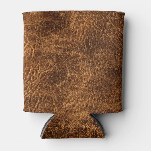 Rijk donkerbruin leer blikjeskoeler (Voorkant)