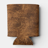 Rijk donkerbruin leer blikjeskoeler (Achterkant)