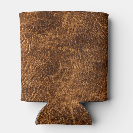 Rijk donkerbruin leer blikjeskoeler (Achterkant)