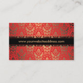 Rijk Elegant Rood Goud en Zwart Damast Klassiek Visitekaartje (Achterkant)