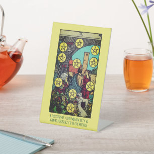 rijk en rijk Tien Pentacles Tarot Kaart Reclamebord Met Voetstuk
