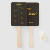 Rijk Gouden in Zwart Huwelijksthema Handwaaier (Voorkant en achterkant)