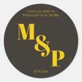 Rijk Gouden in Zwart Huwelijksthema Ronde Sticker (Voorkant)