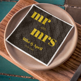 Rijk Gouden in Zwart Huwelijksthema Servet