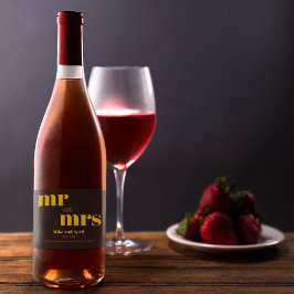 Rijk Gouden in Zwart Huwelijksthema Sparkling Wijnetiket