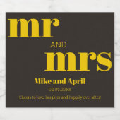 Rijk Gouden in Zwart Huwelijksthema Sparkling Wijnetiket (Enkel label)