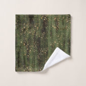 Rijk Groen en Goud Abstract Sparkle Pattern Bad Handdoek (Wasdoekje)