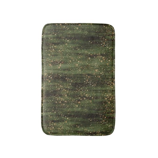 Rijk Groen en Goud Abstract Sparkle Pattern Badmat (Voorkant Verticaal)