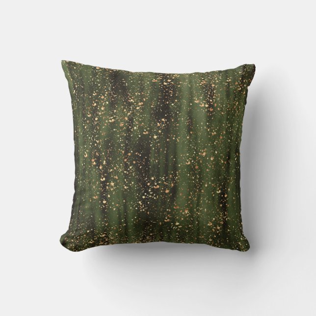 Rijk Groen en Goud Abstract Sparkle Pattern Kussen (Voorkant)