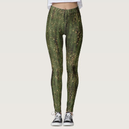 Rijk Groen en Goud Abstract Sparkle Pattern Leggings