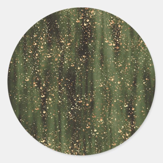 Rijk Groen en Goud Abstract Sparkle Pattern Ronde Sticker (Voorkant)