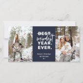 Rijk jaar op vakantie Humor blauw Feestdagenkaart (Voorkant)