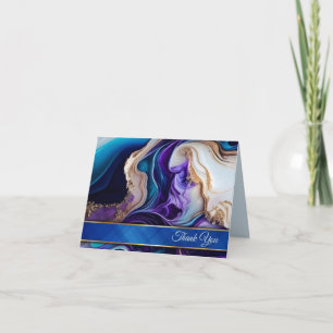 Rijk Paarse Metallic Goud Royal Blue & Aqua Bedankkaart