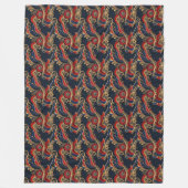 Rijk Rood, Marine, Goud Bloemen Scroll Fleece Deken (Voorkant)