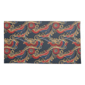 Rijk Rood, Marine, Gouden Bloemenrol Kussensloop (Achterkant)