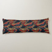 Rijk Rood, Marine, Gouden Bloemenrol Lichaamskussen (Achterkant)