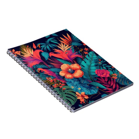 Rijk tropisch bloemenpatroon notitieboek (Rechterzijde)