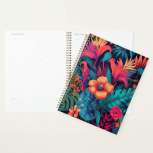 Rijk tropisch bloemenpatroon planner
