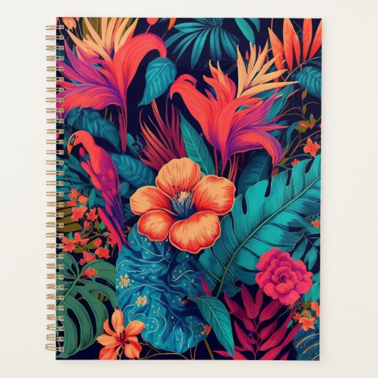 Rijk tropisch bloemenpatroon planner (Voorkant)