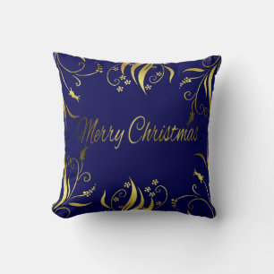 Rijk, ultra-elegant en luxueus KERST goud & blauw Kussen