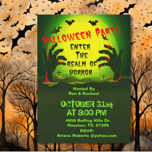 Rijk van Horror Bloody HandsHalloween Uitnodiging