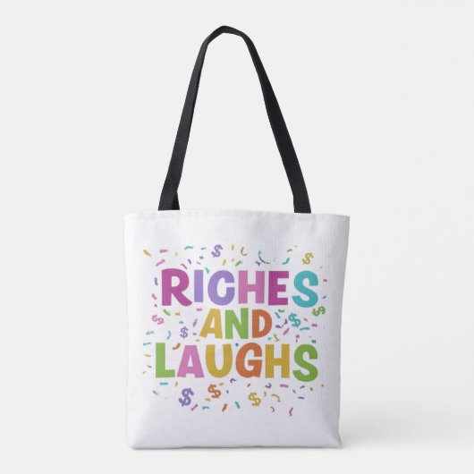 Rijkdom en Lachen Schouder Canvas tas Design (Achterkant)