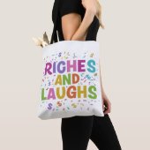 Rijkdom en Lachen Schouder Canvas tas Design (Dichtbij)