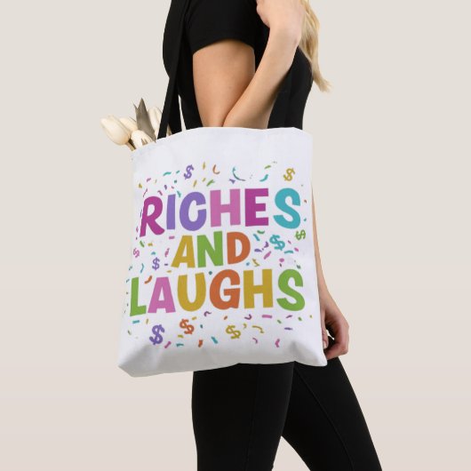 Rijkdom en Lachen Schouder Canvas tas Design (Dichtbij)