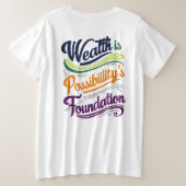 Rijkdom is het T-shirt van de stichting Mogelijkhe (Design achterkant)