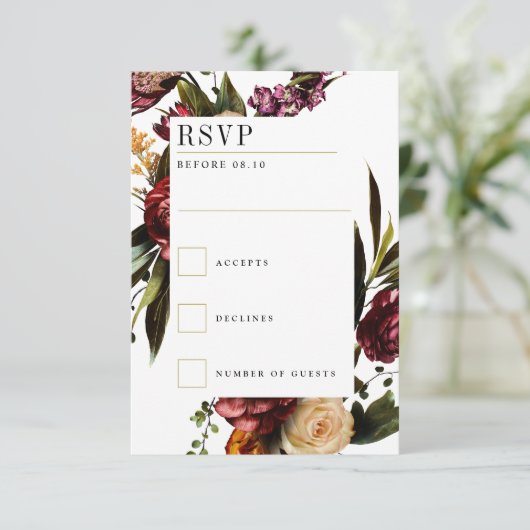 Rijkdom van de lente Kleurrijke Bruiloft RSVP Kaar (Staand voorkant)