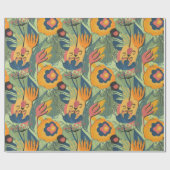 Rijke aarde kleuren exotische bloemen patroon cadeaupapier (Vlak)