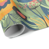 Rijke aarde kleuren exotische bloemen patroon cadeaupapier (Rol Hoek)