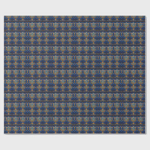 Rijke Blauwe en Gouden Gejewelde Hanukkah Cadeaupapier