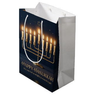 Rijke Blauwe en Gouden Gejewelde Hanukkah Medium Cadeauzakje