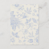Rijke blauwe Franse bloemmotief Toile bloemen Informatiekaartje (Achterkant)