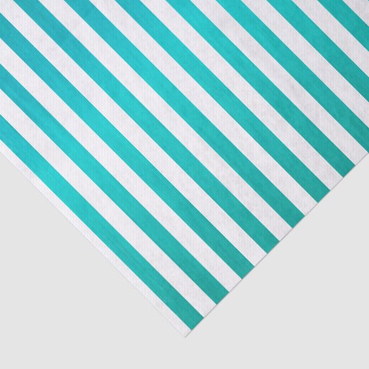 Rijke Blauwgroen Blauwe en Witte Stripes Tissuepapier (Detail)