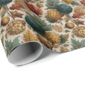 Rijke Blauwgroen en gouden pinecones eikels Herfst Cadeaupapier (Rol Hoek)