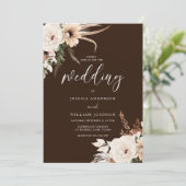 Rijke Boho Florals Herfst Herfst & Zomer Bruiloft Kaart (Staand voorkant)