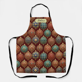 Rijke bordeauxrode klassieke ornamentenpatroon per schort
