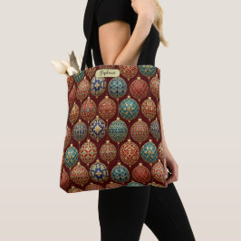 Rijke bordeauxrode klassieke ornamentpatroon perso tote bag